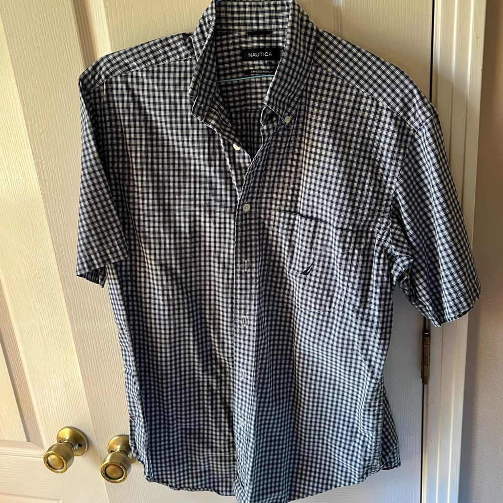 Blue Nautica Short Sleeve Button Up